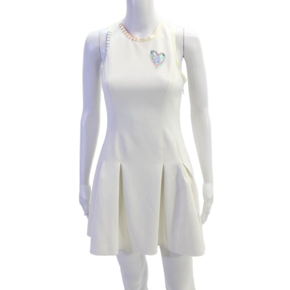 Hedge Women Fit & Flare Mini Dress Sleeveless White Size M